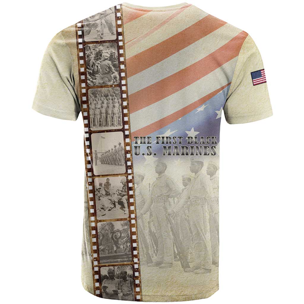 Montford Point Marines T-Shirt The First Black US Marines Film Striped Style Graphic Tee