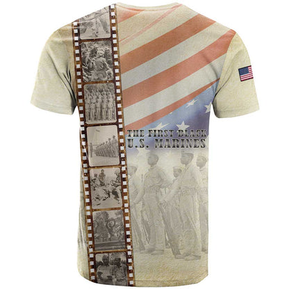 Montford Point Marines T-Shirt The First Black US Marines Film Striped Style Graphic Tee