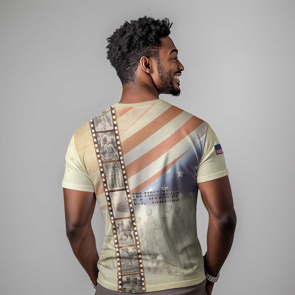 Montford Point Marines T-Shirt The First Black US Marines Film Striped Style Graphic Tee