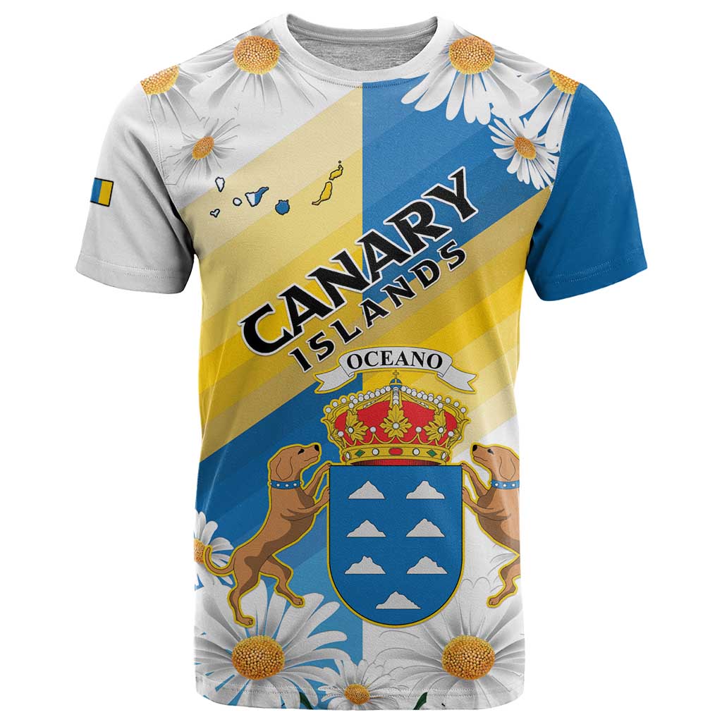 Personalized Islas Canarias T-Shirt Coat Of Arms With Argyranthemum Frutescens Graphic Tee
