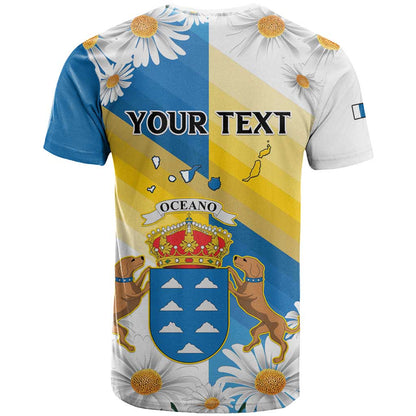 Personalized Islas Canarias T-Shirt Coat Of Arms With Argyranthemum Frutescens Graphic Tee