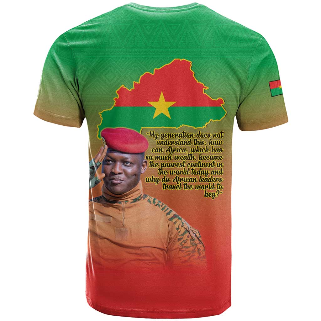 I Stand With Traore T-Shirt Burkina Faso Flag Map - African Pattern Graphic Tee