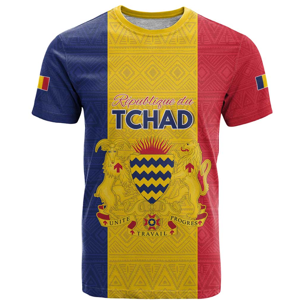 Personalized Chad T-Shirt Coat Of Arms - Flag Style Graphic Tee