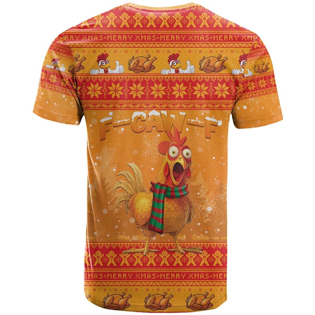 Funny Christmas F Caw F Chicken T-Shirt Merry Craw Mas Graphic Tee