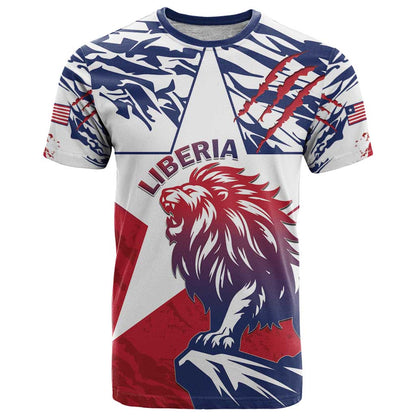 Personalised Liberia Lion T-Shirt Grunge Style Graphic Tee
