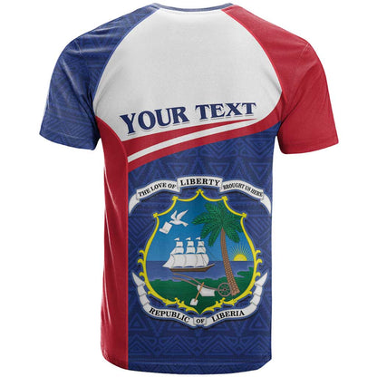 Personalised Liberia T-Shirt Coat Of Arms - African Pattern Graphic Tee