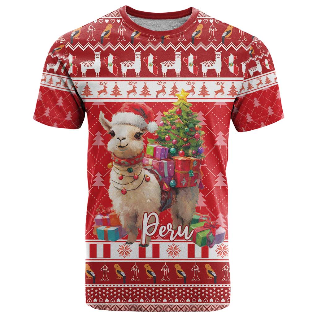 Peru Christmas T-Shirt Peruvian Alpaca Feliz Navidad Graphic Tee