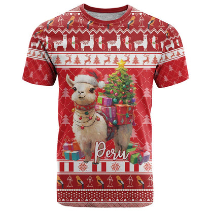 Peru Christmas T-Shirt Peruvian Alpaca Feliz Navidad Graphic Tee