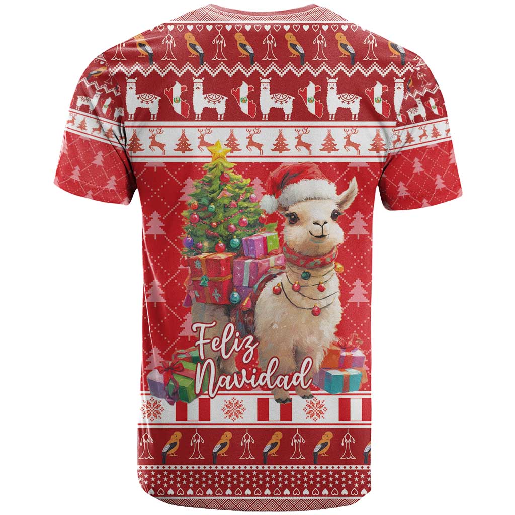Peru Christmas T-Shirt Peruvian Alpaca Feliz Navidad Graphic Tee