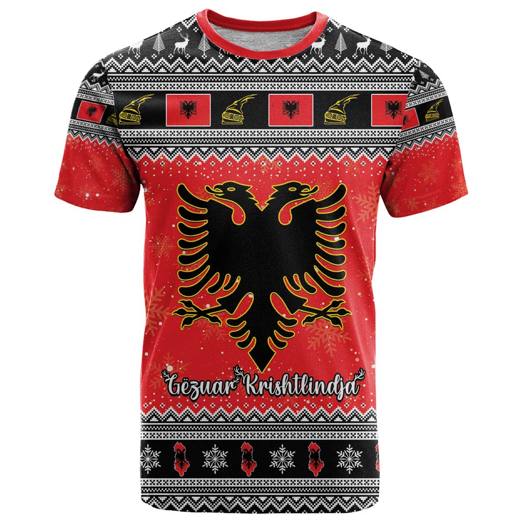 Albania Christmas T-Shirt Albanian Eagle Gezuar Krishtlindja Graphic Tee