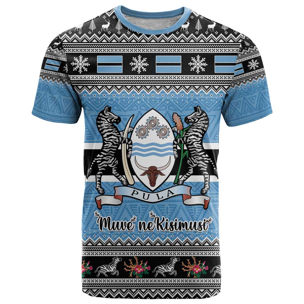 Botswana Christmas T-Shirt Coat Of Arms Muve neKisimusi Graphic Tee
