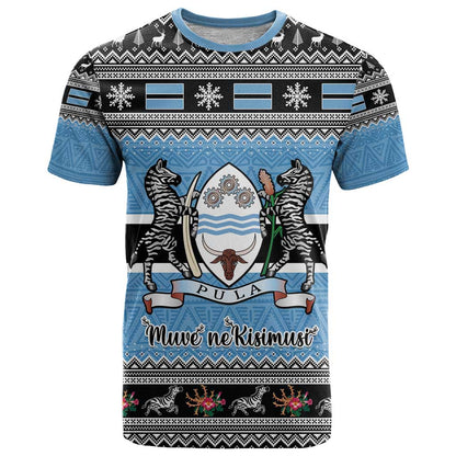 Botswana Christmas T-Shirt Coat Of Arms Muve neKisimusi Graphic Tee