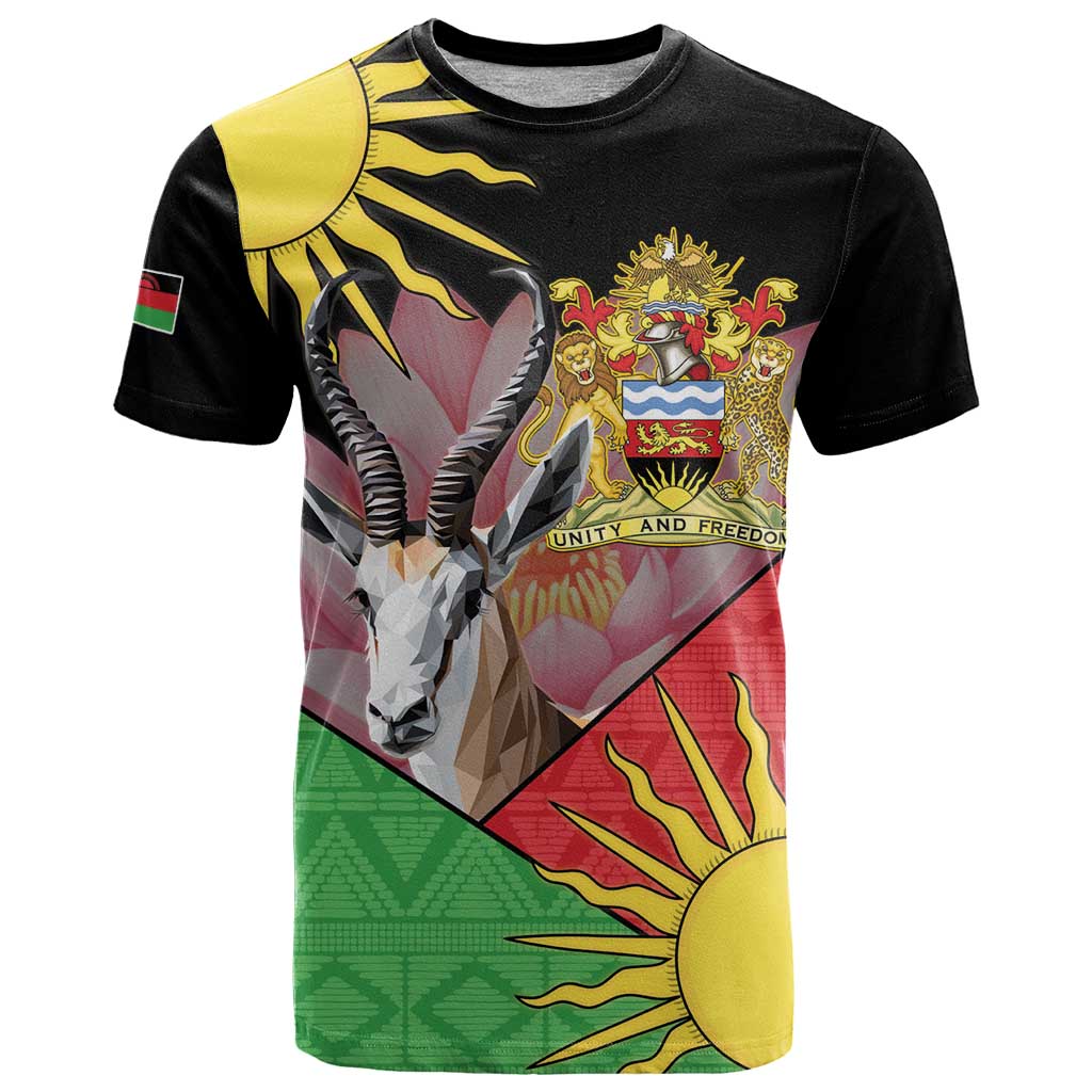 Personalised Malawi Thomsons Gazelle T-Shirt Lotus - African Pattern Graphic Tee