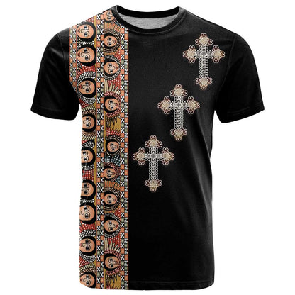 Ethiopia Angels Tilet T-Shirt Ethiopian Cross Black Color Graphic Tee