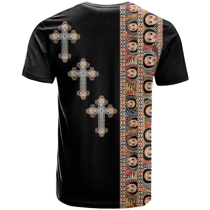 Ethiopia Angels Tilet T-Shirt Ethiopian Cross Black Color Graphic Tee