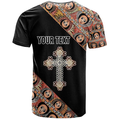 Personalized Ethiopian Orthodox Church Angel T-Shirt Black Color Graphic Tee