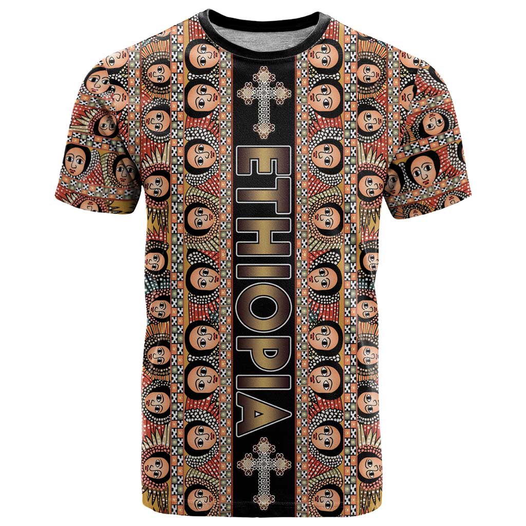 Personalized Ethiopian Tewahedo Angel Orthodox T-Shirt Black Color Graphic Tee