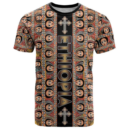 Personalized Ethiopian Tewahedo Angel Orthodox T-Shirt Black Color Graphic Tee