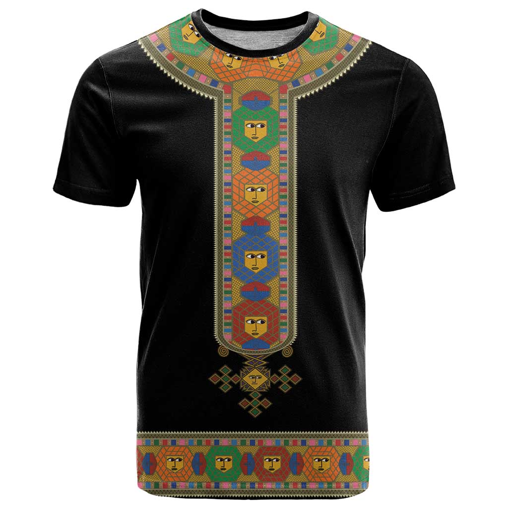 Ethiopia Saba Kemis T-Shirt Habesha Style Black Color Graphic Tee