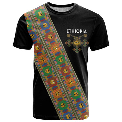Ethiopia Saba Kemis T-Shirt Sash Style Black Color Graphic Tee