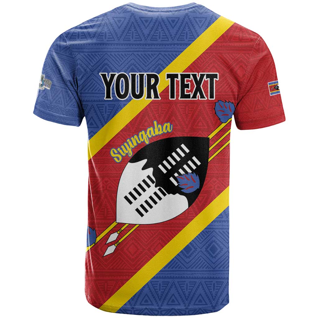 Personalized Eswatini National Flag Day T-Shirt Nguni Shield Flag Style Graphic Tee