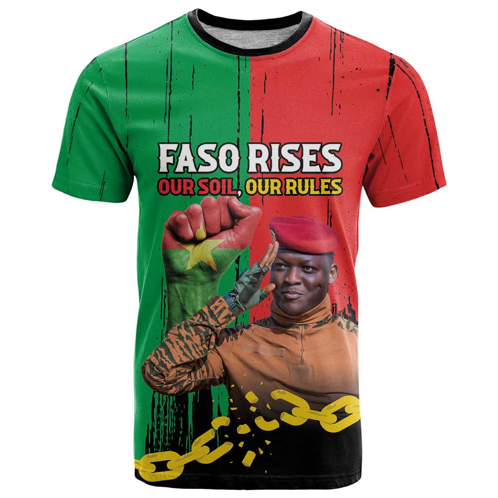 Ibrahim Traore T-Shirt Faso Rises Our Soil Our Rules Graphic Tee