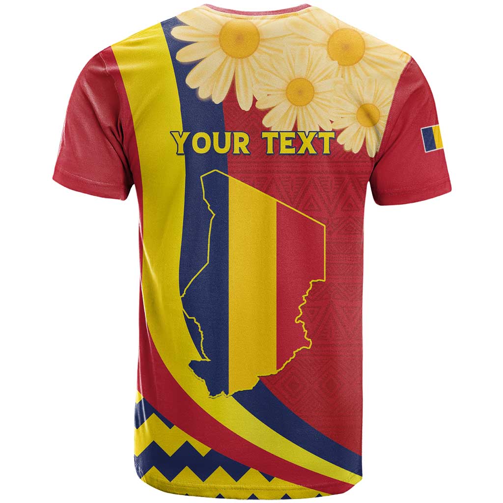 Personalised Chad Independence Day T-Shirt Coat Of Arms Gerbera Daisy Graphic Tee