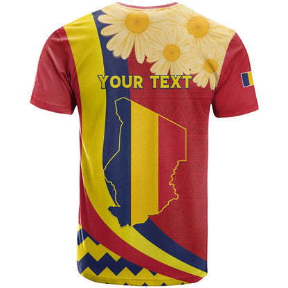 Personalised Chad Independence Day T-Shirt Coat Of Arms Gerbera Daisy Graphic Tee