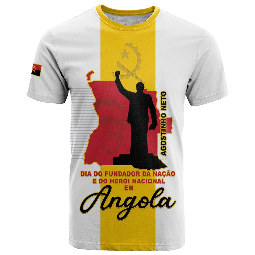 Personalized Angola National Heroes Day T-Shirt Agostinho Neto With Map Graphic Tee