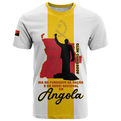 Personalized Angola National Heroes Day T-Shirt Agostinho Neto With Map Graphic Tee