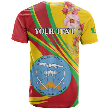 Personalized Mali Independence Day T-Shirt Coat Of Arms With Hibiscus Sabdariffa Graphic Tee