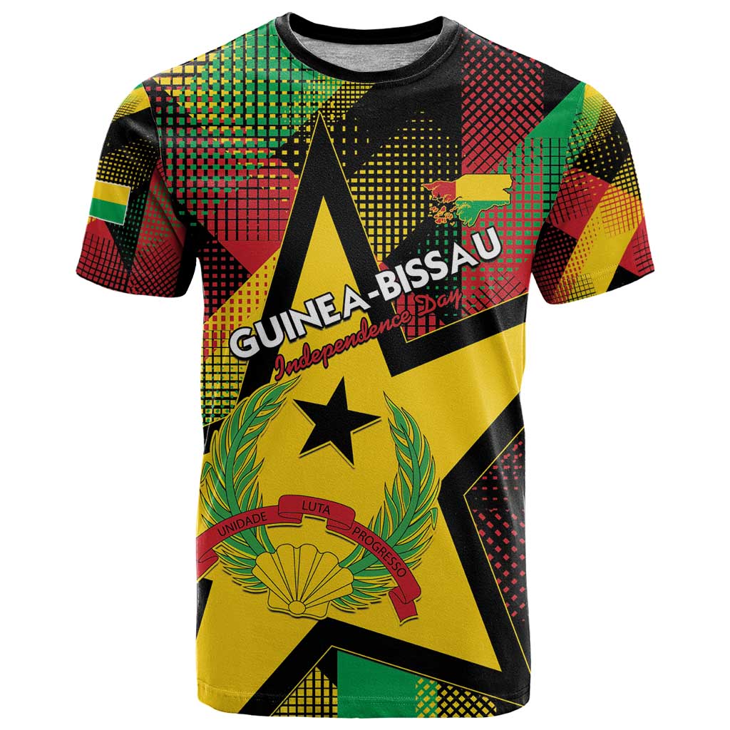 Personalized Guinea-Bissau Independence Day T-Shirt Coat Of Arms With Map Graphic Tee