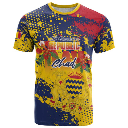 Personalized Chad Republic Day T-Shirt Coat Of Arms - Grunge Style Graphic Tee
