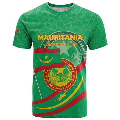 Personalized Mauritania Independence Day T-Shirt Coat Of Arms With Map Graphic Tee
