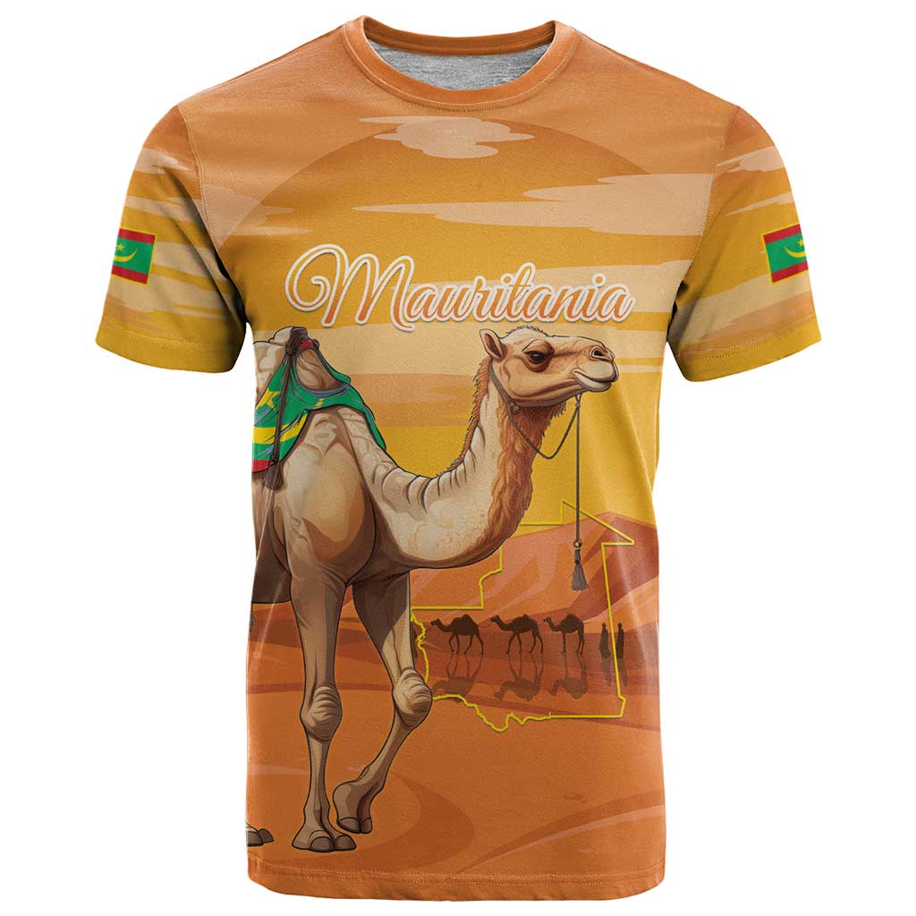 Personalized Mauritania Sahara T-Shirt Camel With Map Graphic Tee