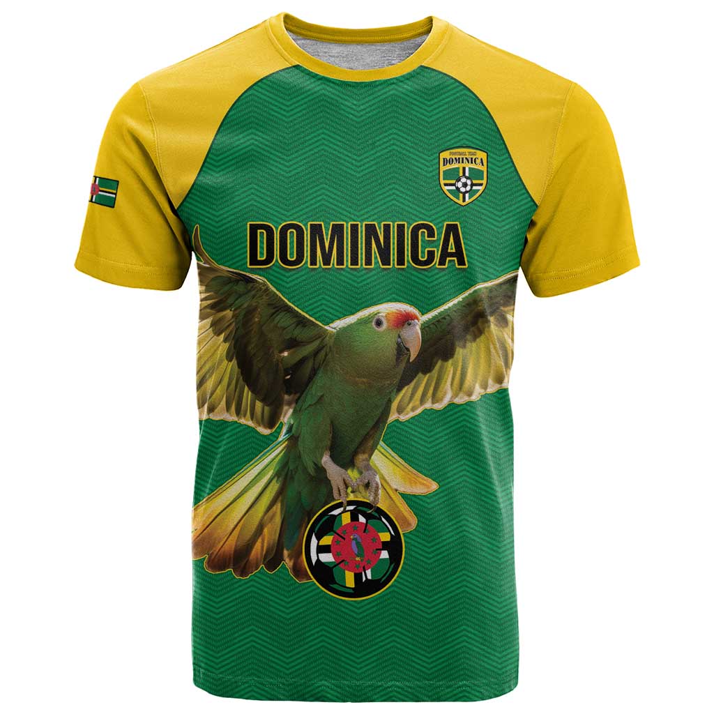 Custom Dominica Football T-Shirt Sisserou Parrot Green Color Graphic Tee