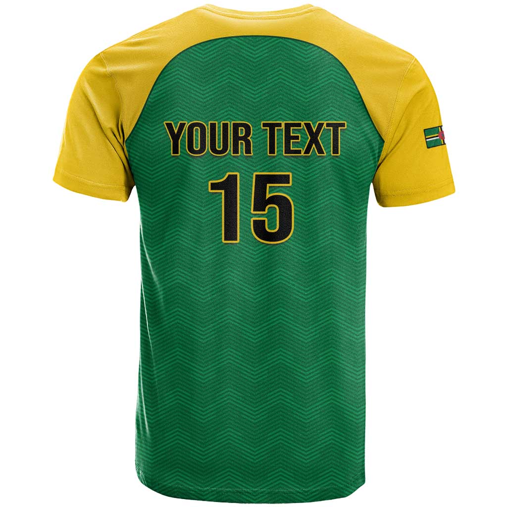 Custom Dominica Football T-Shirt Sisserou Parrot Green Color Graphic Tee