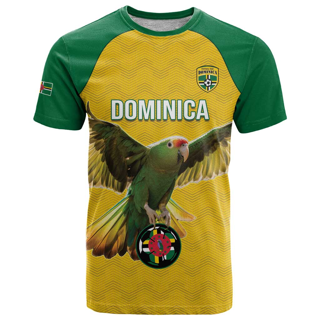 Custom Dominica Football T-Shirt Sisserou Parrot Yellow Color Graphic Tee