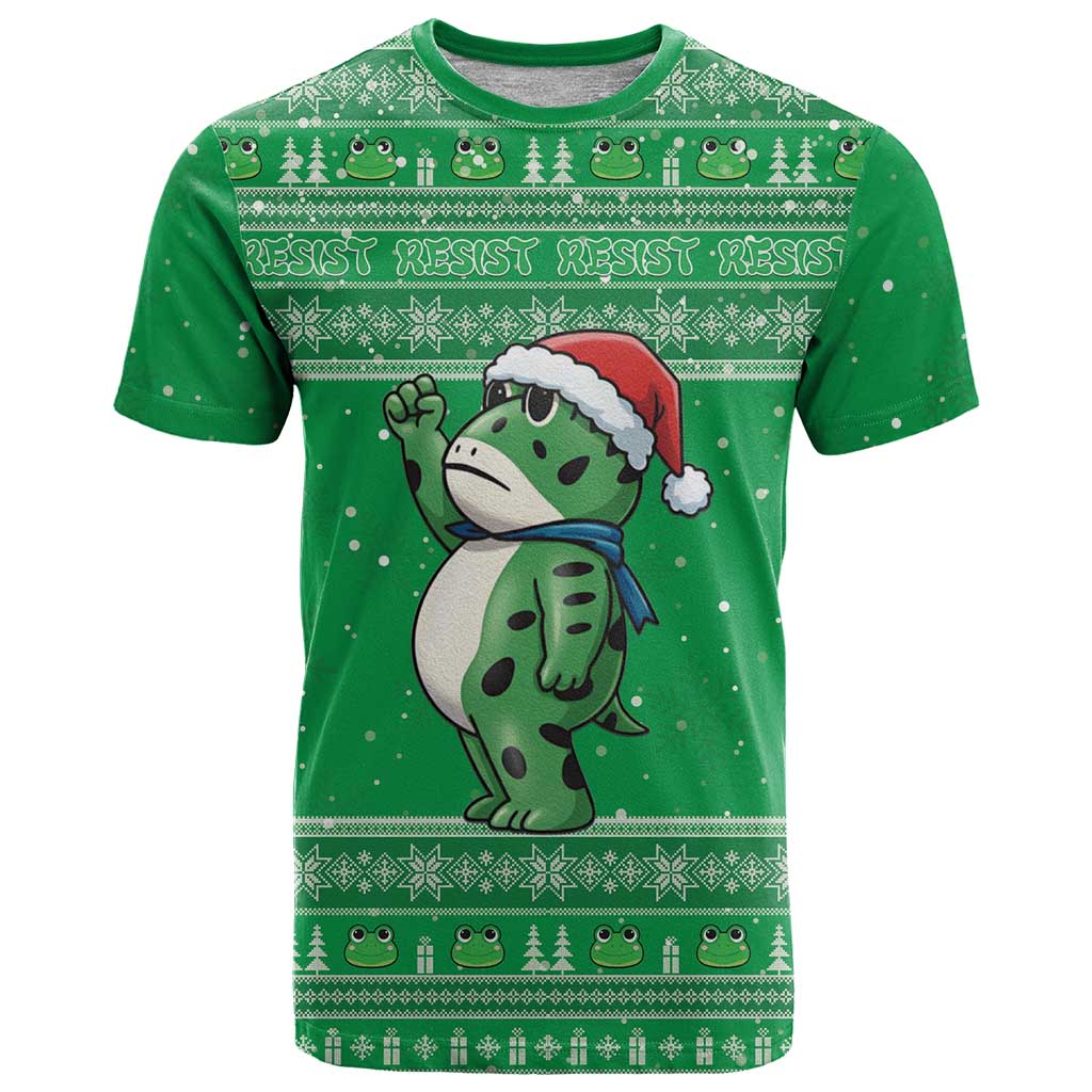 Funny Christmas Portland Frog Protest T-Shirt Merry Frog-mas Graphic Tee