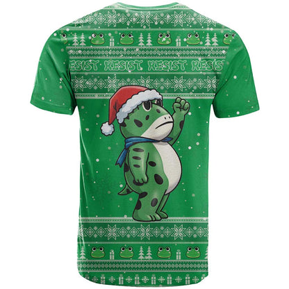 Funny Christmas Portland Frog Protest T-Shirt Merry Frog-mas Graphic Tee