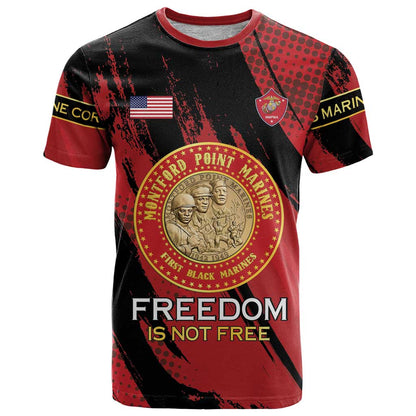 Personalized Proud to Honor Montford Point Marines T-Shirt Freedom Is Not Free - Red Graphic Tee