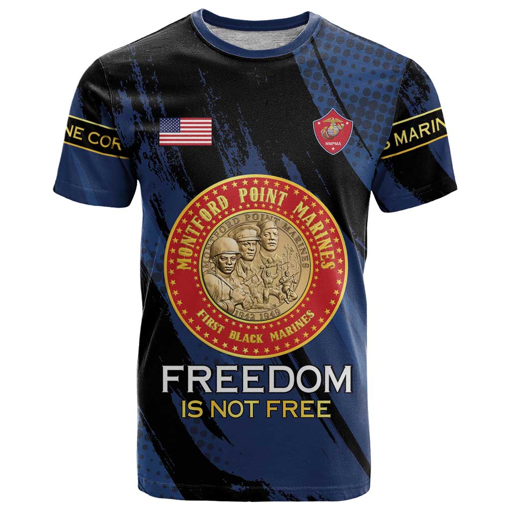 Personalized Proud to Honor Montford Point Marines T-Shirt Freedom Is Not Free - Blue Graphic Tee