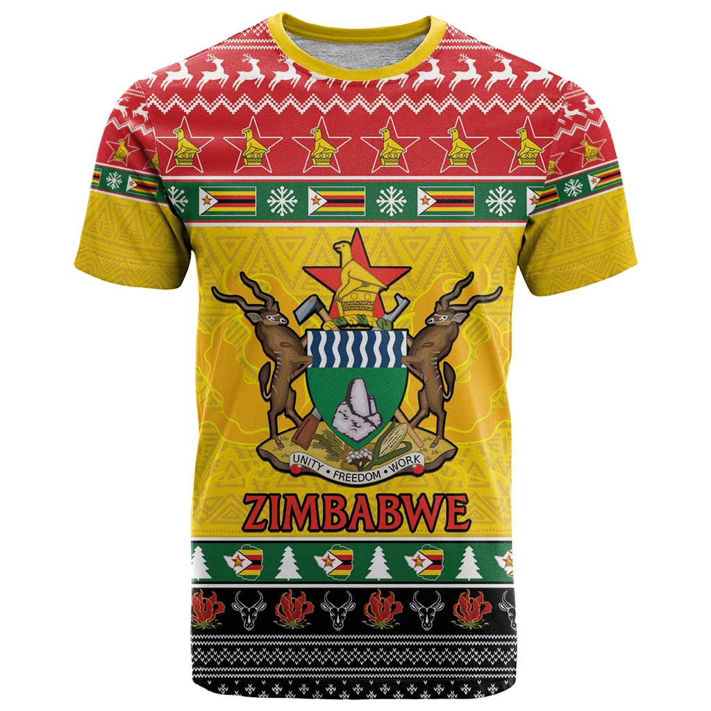 Zimbabwe Christmas T-Shirt Coat Of Arms Muve neKisimusi Graphic Tee