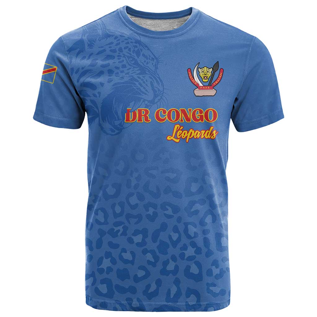 Custom DR Congo Football T-Shirt Go Champions Leopards - Blue Graphic Tee