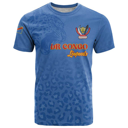Custom DR Congo Football T-Shirt Go Champions Leopards - Blue Graphic Tee