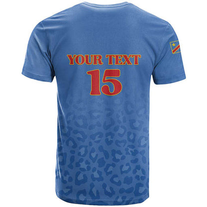 Custom DR Congo Football T-Shirt Go Champions Leopards - Blue Graphic Tee
