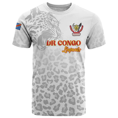 Custom DR Congo Football T-Shirt Go Champions Leopards - White Graphic Tee