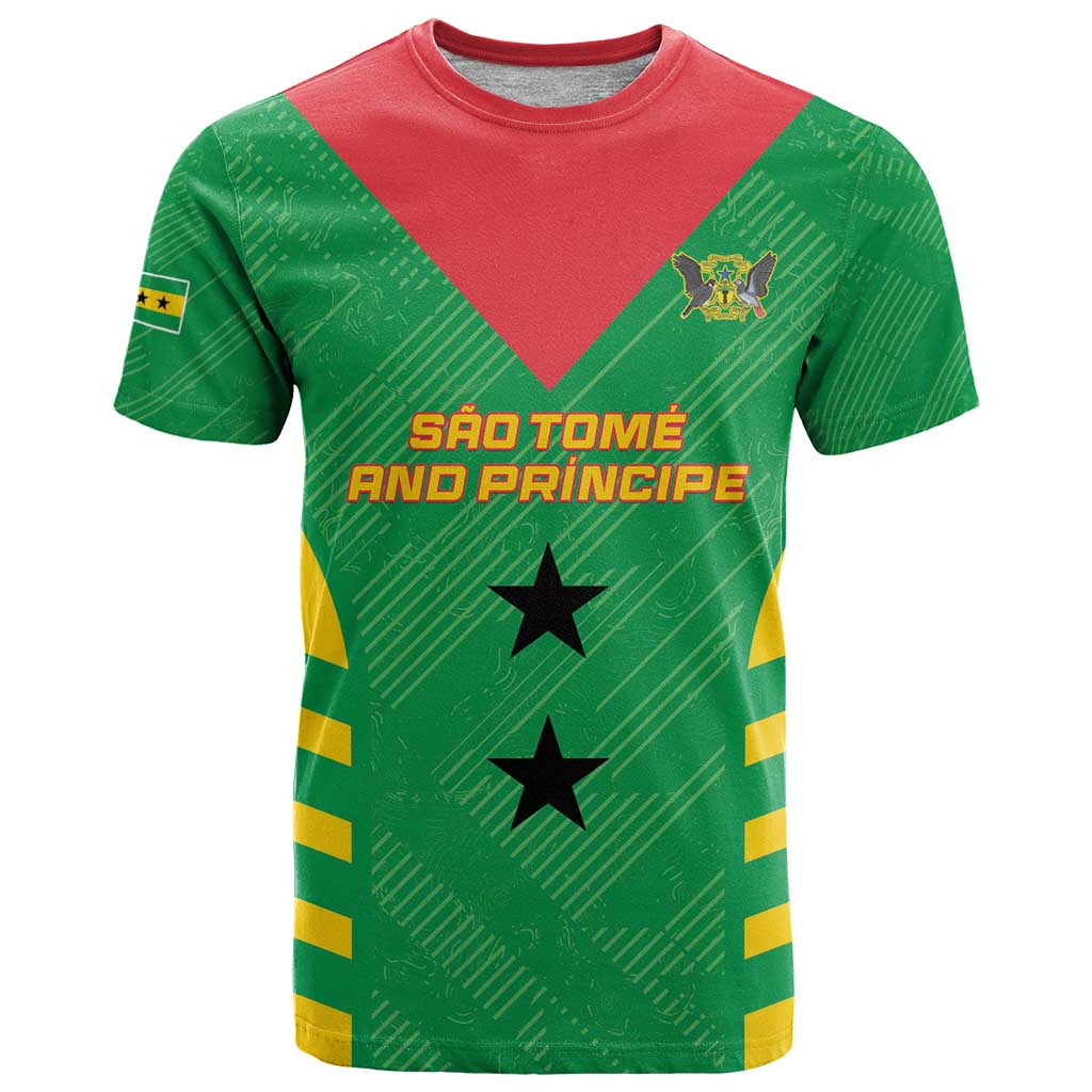 Custom Sao Tome and Principe Football T-Shirt Go Champions - Green Ver Graphic Tee