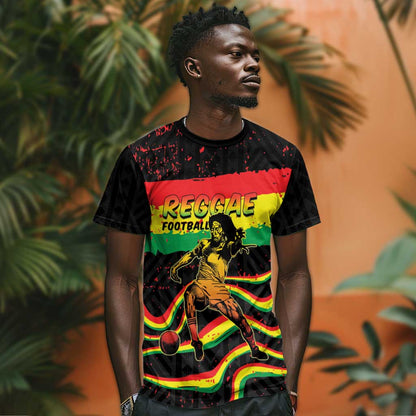 Personalized Reggae Legend Bob Football T-Shirt Grunge Style Graphic Tee