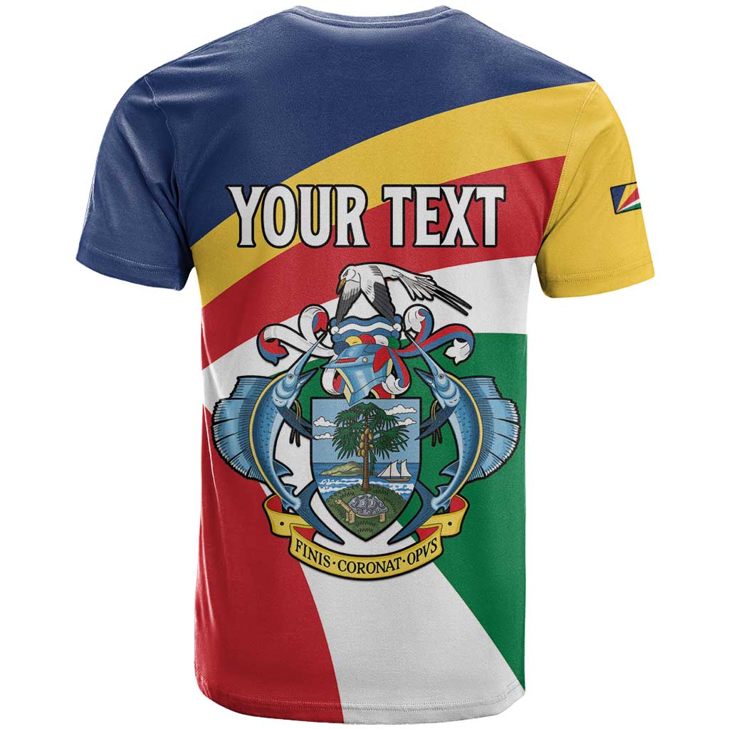 Personalized Seychelles Independence Day T-Shirt Coat Of Arms Black Parrot Graphic Tee